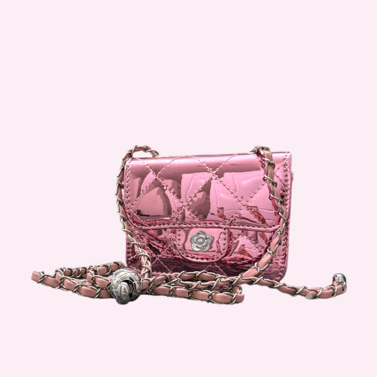 Pink Foil Mini Crossbody Purse