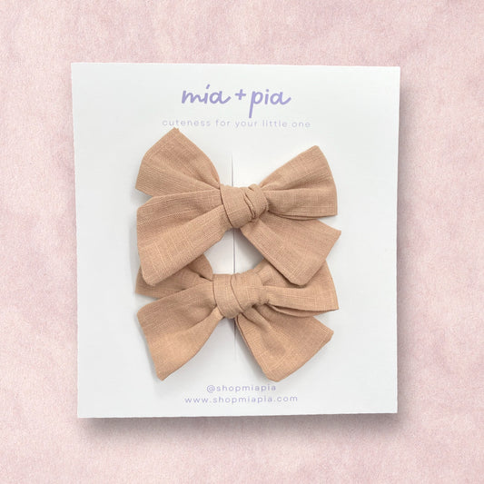 Latte Linen Pigtail Set